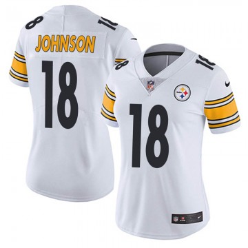 Women's Pittsburgh Steelers #18 Diontae Johnson White Vapor Untouchable Limited Stitched NFL Jersey(Run Small)